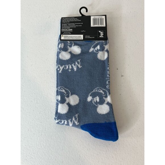 Disney Mickey Mouse Men’s Crew Socks Blue Graphic Size 9-13 New With Tags - Picture 2 of 3